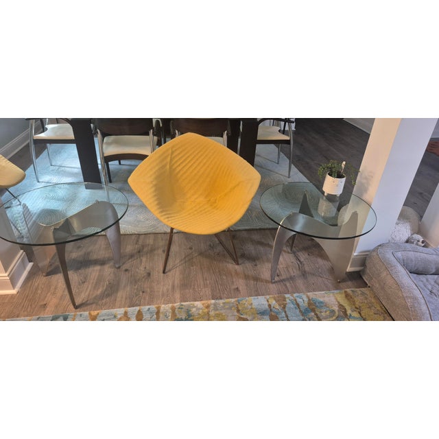 Metal 1960s Aluminum Propeller Glass Coffee Table Attributed to Knut Hesterberg Mid Century ~ Pair W/Beveled Glass Tops For Sale - Image 7 of 9