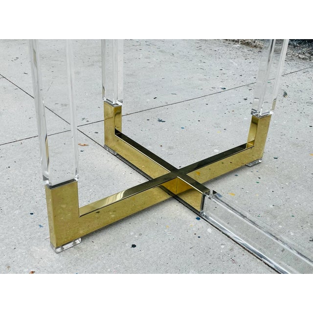 Charles Hollis Jones Lucite & Brass Dining Table From the "Metric" Collection, For Sale - Image 9 of 13