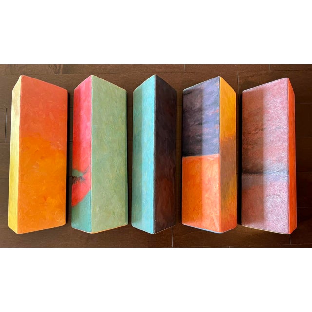 Ruth Bercaw Five-Piece Art Installation "Recumbent Ladder 2" Made in 2003, Oil-Painted Pentahedron Canvases For Sale - Image 4 of 12