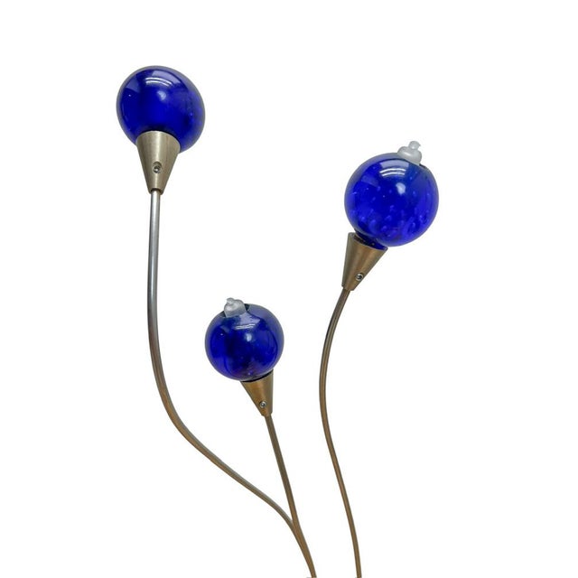 1980s Metal and Blue Glass Halogen Table Lamp from Harco Loor, 1980s For Sale - Image 5 of 11