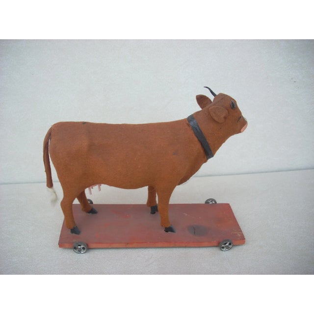 Antique Cow Pull Toy For Sale - Image 4 of 5