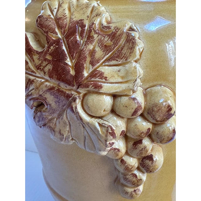 1980s Arte Italica "Sole Mustard" Collection Ceramic 15" Tall Yellow Jar With Lid Greaps and Leaves Design Made in Italy For Sale - Image 18 of 18