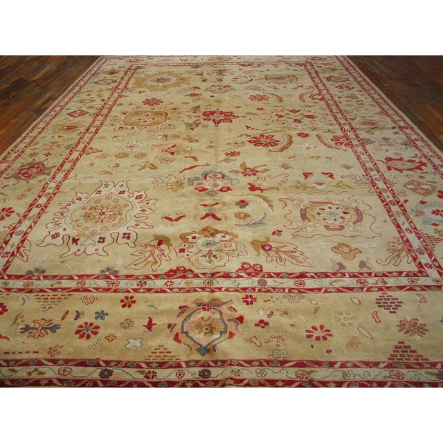 Ivory Brilliant Ivory Color With Florid and Medallion Designs Vintage Sultanabad Rug For Sale - Image 8 of 8