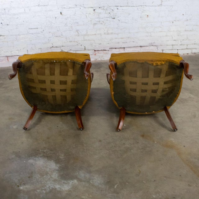 Mid-20th Century French Country Louis XV or Bergere Style Pair Low Backed Chairs With Cane Wingbacks by Fairfield Chair For Sale - Image 12 of 18