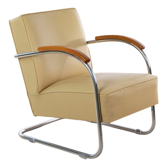 Vintage Bauhaus Chair in Brown Leather from Mücke & Melder, 1930s For Sale