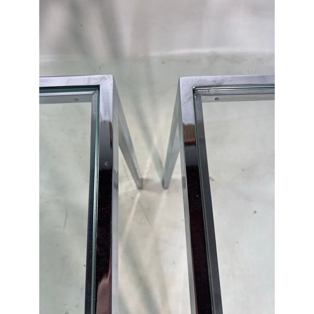 Vintage Postmodern Chrome and Glass Side Tables - a Pair For Sale - Image 10 of 10