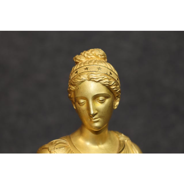 19th C. Large French Empire Bronze Gilded Ormolu Figural Clock For Sale - Image 13 of 17