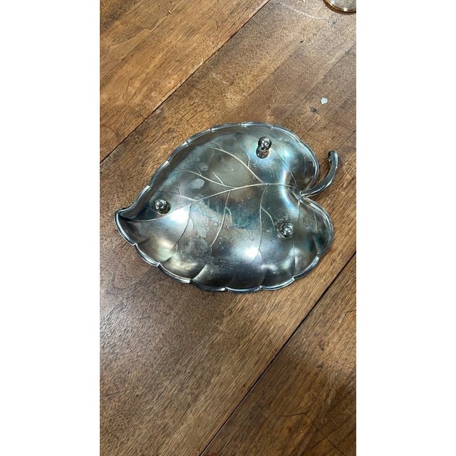 Vintage Silver-Plated Leaf-Shaped Dish / Catchall For Sale - Image 4 of 4