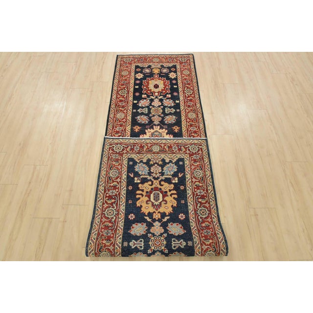 Kazak Runner 2’9” X 9’5” Blue Wool Traditional Hand-Knotted Oriental Rug For Sale - Image 13 of 14