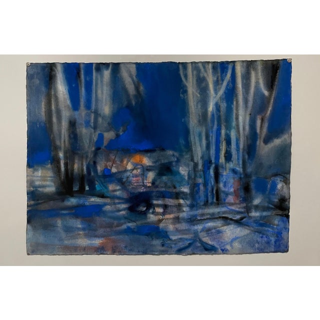 Abstract watercolor or gouache composition bearing the influence of the earlier color-block compositions of Paul Klee....