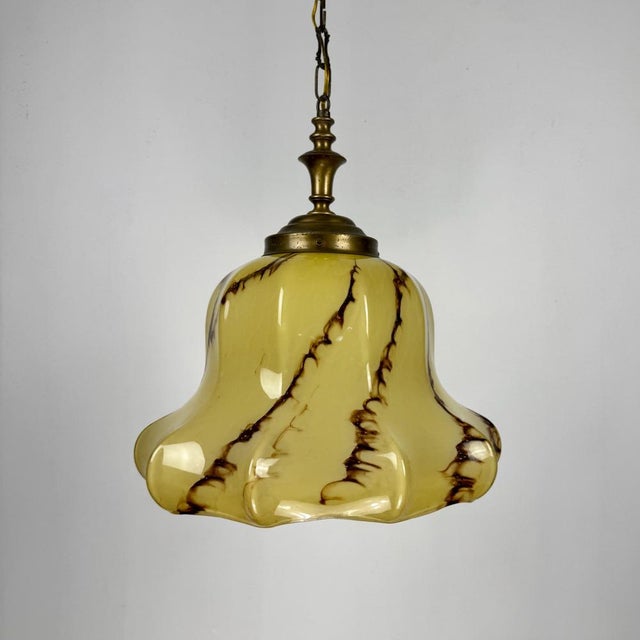 Art Deco Style Marble Glass Pendant Light, 1950s For Sale - Image 9 of 9