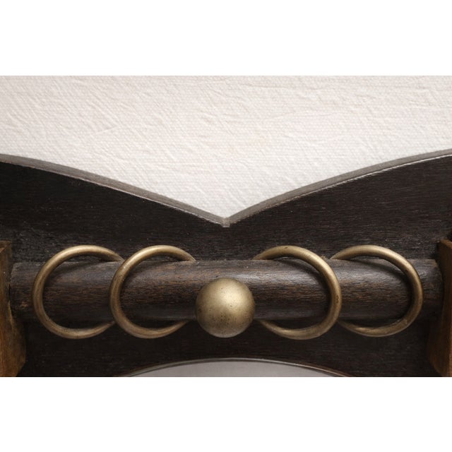 Art Deco Amsterdam School Oak Hallway Mirror with Integrated Brushes, 1920s, Set of 3 For Sale - Image 4 of 11