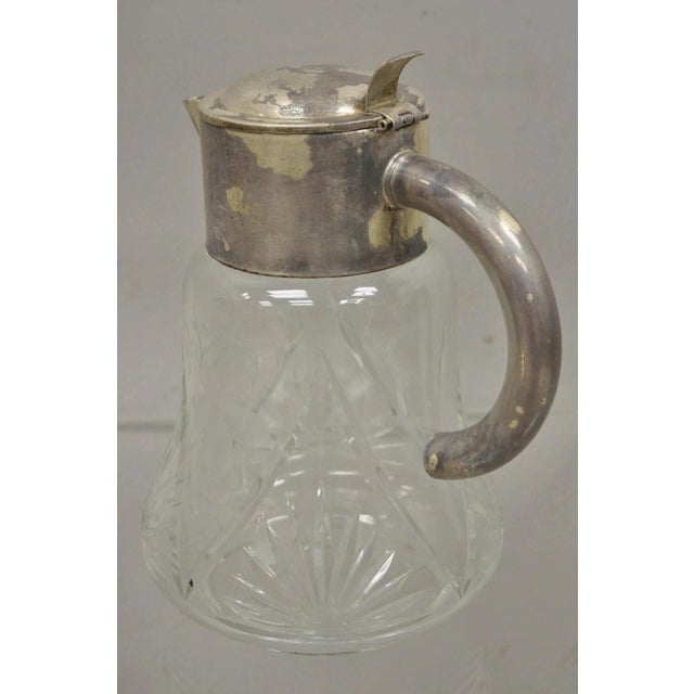 Silver Antique Victorian Silver Plated German Cut Crystal Glass Lemonade Water Pitcher For Sale - Image 8 of 10
