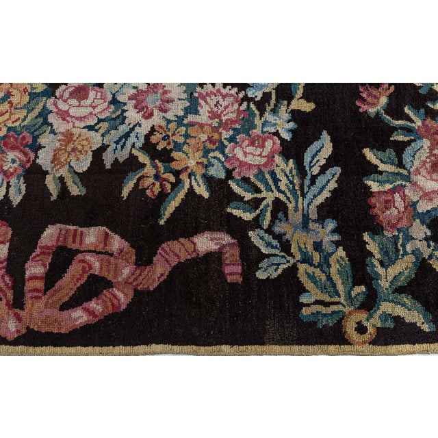Early 19th Century Doris Leslie Blau Savonnerie Antique Floral Brown Hand-Knotted Runner - c. 1800 For Sale - Image 5 of 8