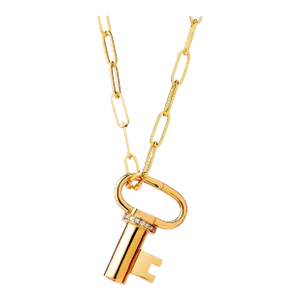 Syna Yellow Gold Mogul Key Pendant with Diamonds