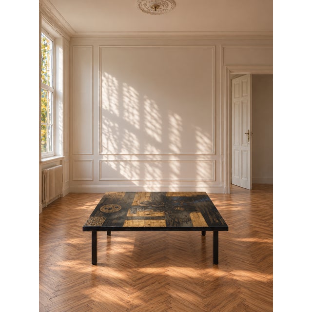 Wood Decorative Wooden Coffee Table with Floral Motifs by Victor Cerrato, Italy, 1970s For Sale - Image 7 of 9