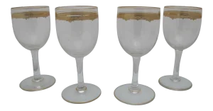 Elegant Gilt Crystal St Louis Style Aperitif Wine Glass Set of 4