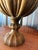 Brass Large Vintage Scalloped Ribbed Brass Pedestal Compote Bowl For Sale - Image 8 of 11