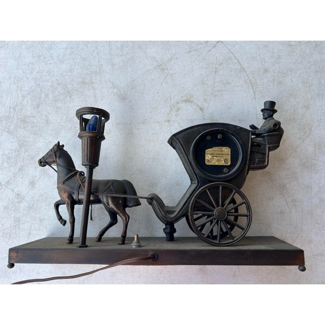 Vintage United Metal Goods Horse Carriage Clock & Lamp For Sale - Image 10 of 10