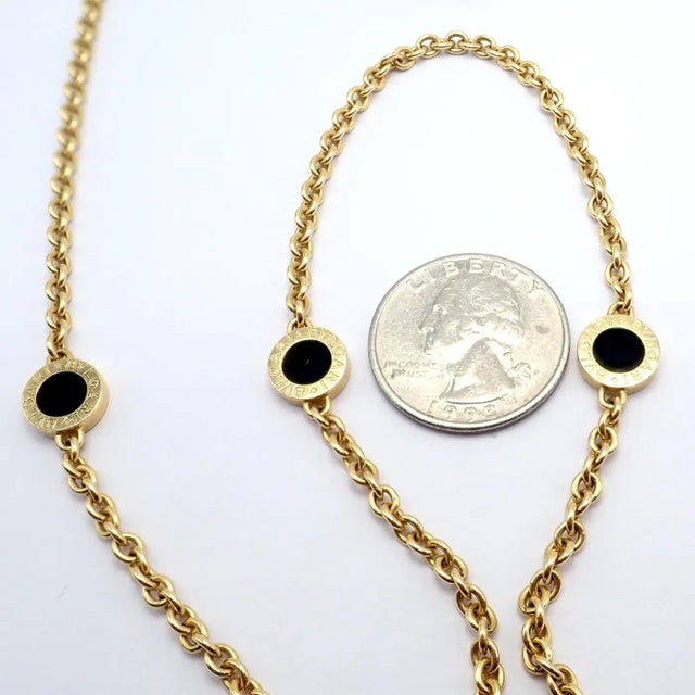Bulgari Signature Black Onyx Yellow Gold Link Necklace For Sale - Image 10 of 11