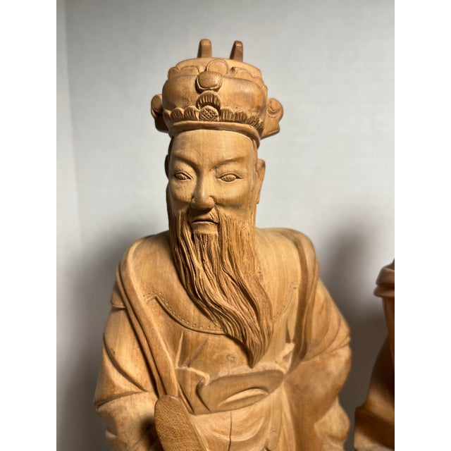 1940s Republic Era Chinese Hand Carved Wood Immortals Statues- Set of 4 For Sale In Los Angeles - Image 6 of 12