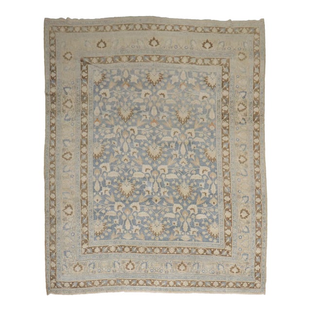 Antique Blue Persian Meshed Room Size Rug For Sale