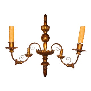 19th Century French Gilt Wood Sconces - a Pair For Sale