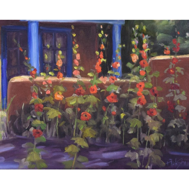 Vintage Southwestern Painting Taos New Mexico Adobe Home With Flowers For Sale In New York - Image 6 of 7