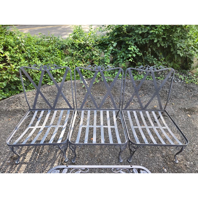 Vintage Wrought Iron Patio Seating Set by Russell Woodard, Attributed, 8 Pieces For Sale - Image 12 of 12