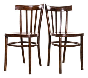 Vintage Crescent Back Dining Chairs by Ton, 1970s, Set of 2