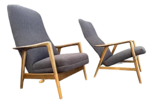 Mid 20th Century Danish Lounge Chairs With New Upholstery Attributed to Folke Ohlsson for Dux – Pair