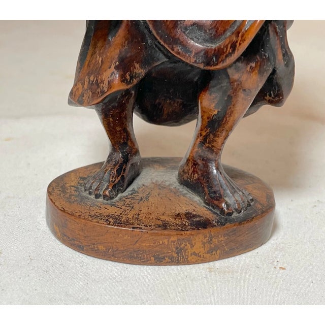 Rare Antique Japanese 1800's Hand Carved Boxwood Edo Sculpture Statue Netsuke 英仙 For Sale - Image 12 of 12