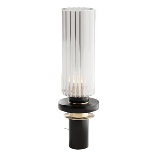 Alexandre Table Lamp in Brass and Aluminum with Fluted Glass by Marine Breynaert For Sale