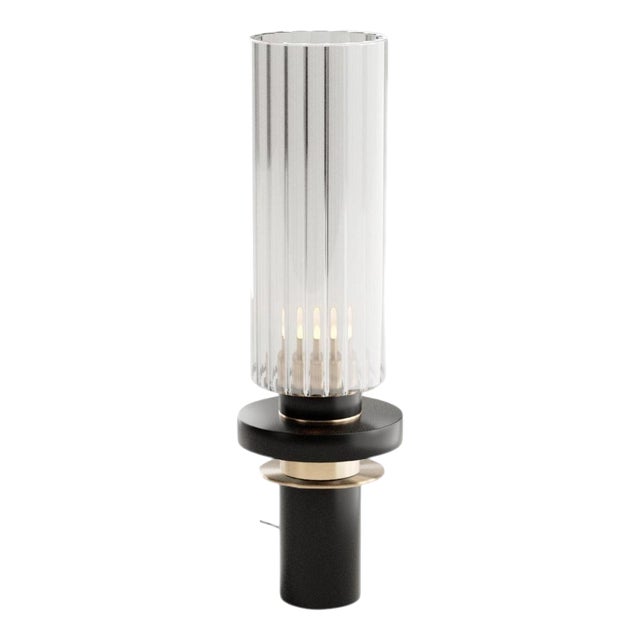 Alexandre Table Lamp in Brass and Aluminum with Fluted Glass by Marine Breynaert For Sale