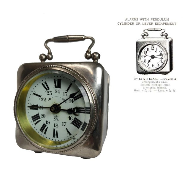 French 1900's French Midget Alarm Clock Japy Frères & Cie With Roskopf System For Sale - Image 3 of 8