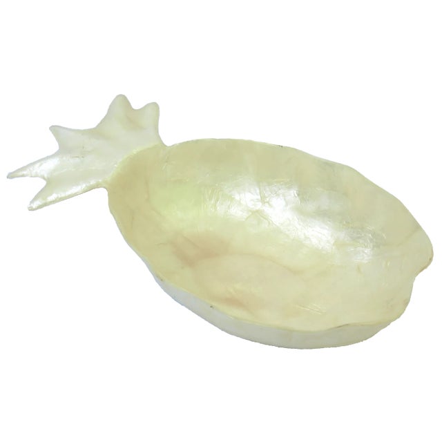Whimsical set of faux mother-of-pearl bowls. Fabricated of capiz shells in a pineapple shape and an irridescent vanilla...