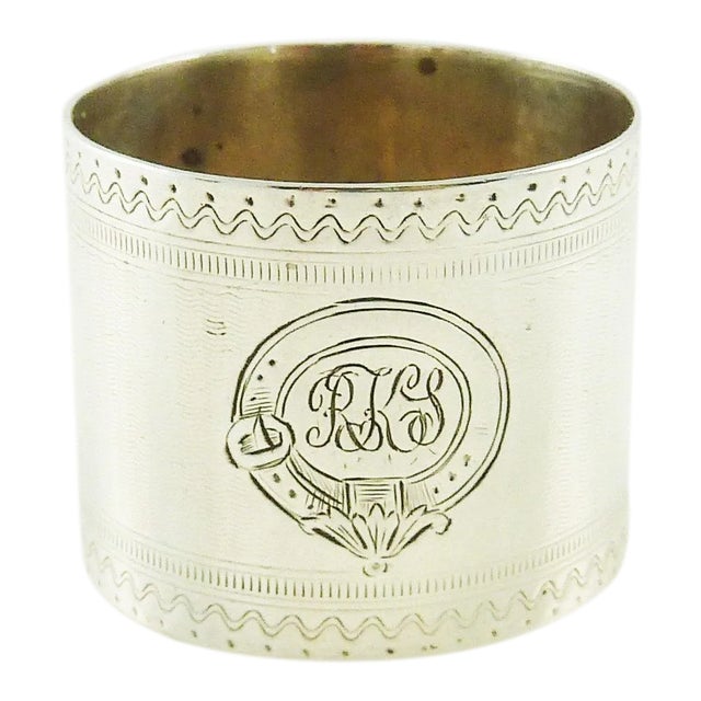 Antique Victorian Era Sterling Silver Childs Napkin Ring Christening Gift For Sale