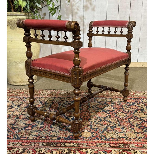 Breton Piano Stool in Walnut, 1930s For Sale - Image 6 of 8