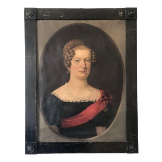 Baroness Portrait, 19th Century, Oil Painting on Canvas, Framed For Sale