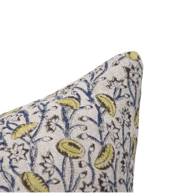 Throw Pillow Cover Designer Collection of Hand Block Printed Thick Linen 24x24 Inch- Pista For Sale - Image 4 of 5