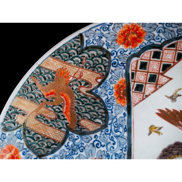 Late 19th Century Imperial Imari Charger With Gilded Eagle and Gilded Flying Crane For Sale - Image 10 of 11