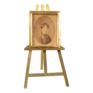 Antique Picture Frame with Brass Easel, 1800s For Sale