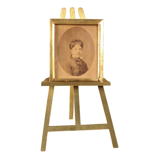 Antique Picture Frame with Brass Easel, 1800s For Sale