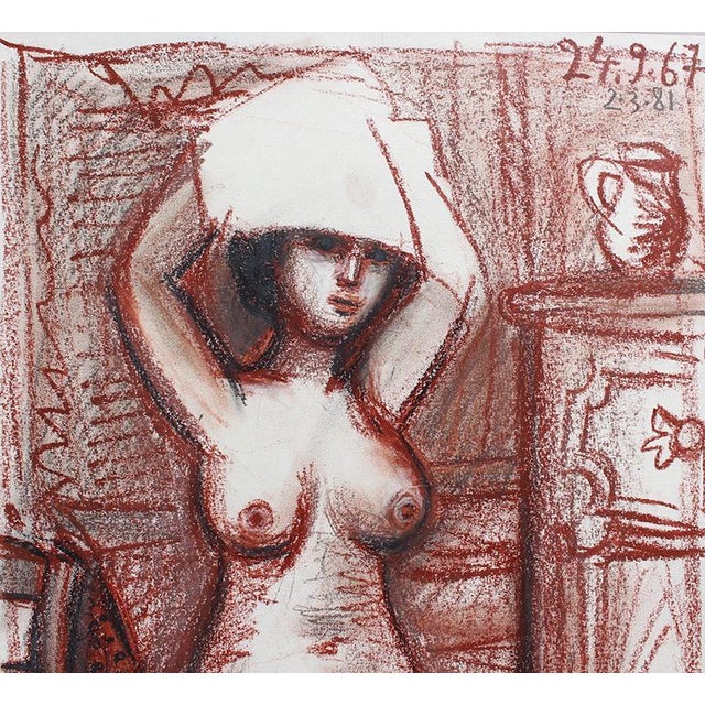 Nude Woman Drying Her Hair Painting by Raymond Dèbieve, 1967 For Sale - Image 3 of 10
