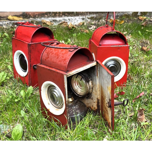 Vintage Railway Signal Lanterns, Austria, 1930s, Set of 3 For Sale - Image 11 of 17