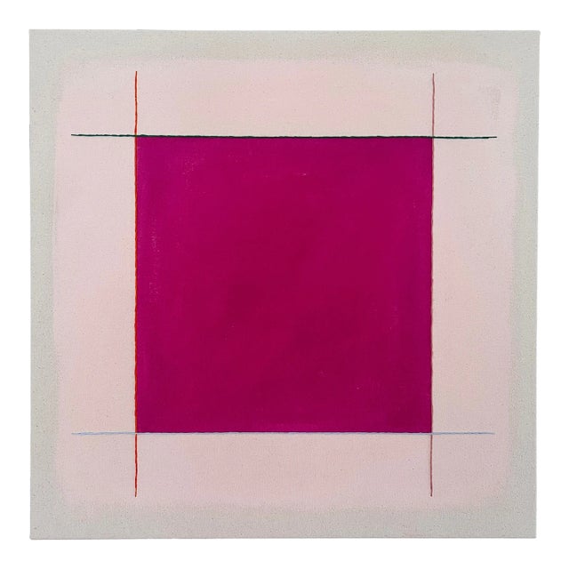 Magenta/Snail Pink With Persimmon Grid Contemporary Abstract Painting by Emily Keating Snyder For Sale