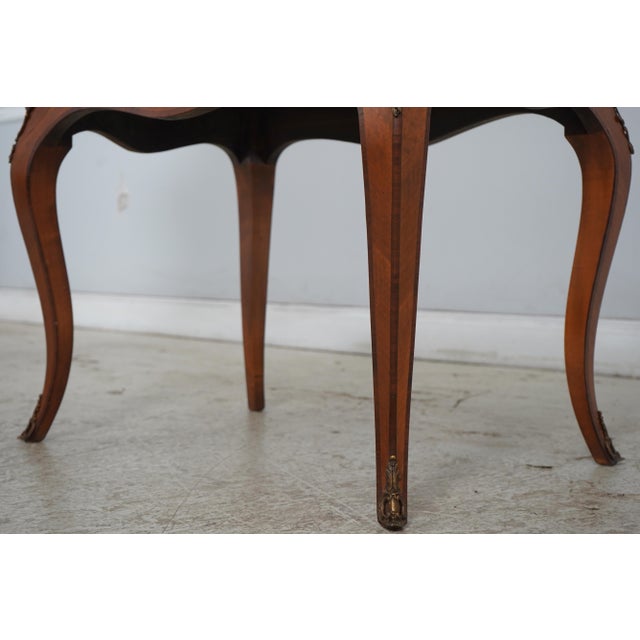 Brown French Vintage Parquetry Mahogany Rectangular End Table For Sale - Image 8 of 13