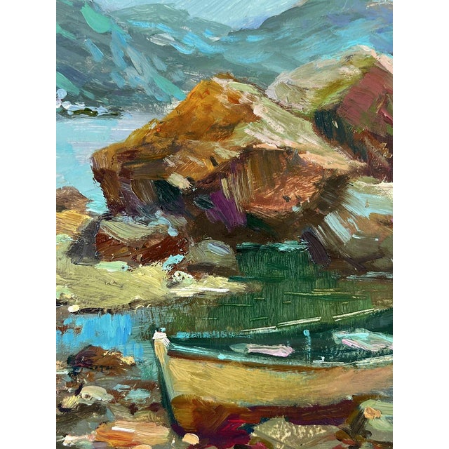 Oil Painting the Boat Is Moored on the Shore Yuriy Suprunchuk For Sale - Image 4 of 11