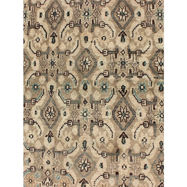 Islamic Vintage Hamadan Runner in Neutral Warm Tones of Taupe, Brown, L. Brown For Sale - Image 3 of 8