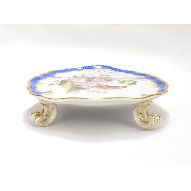 Antique Helena Wolfsohn Dresden Porcelain Painted & Gilt Footed Tazza or Compote For Sale In Philadelphia - Image 6 of 11
